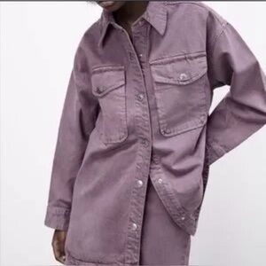 ZARA Women's Oversized  Pink/Purple Denim Jacket